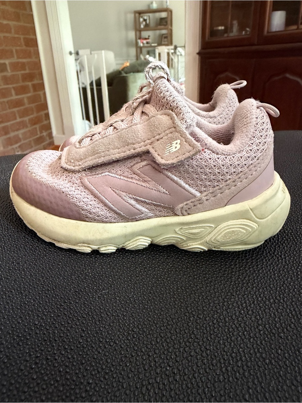 New Balance Kids Pink Mesh & Synthetic Hook-and-Loop Sneakers